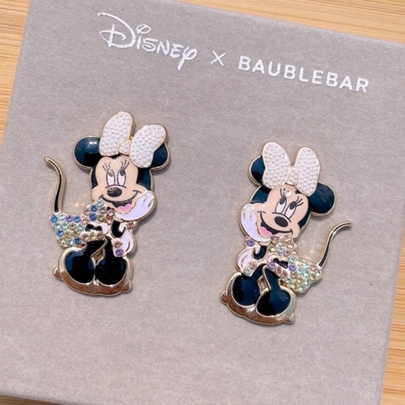 Brand New Disney x BaubleBar Minnie Mouse Pearl Beaded Bow Pastel Post Earrings - Picture 2 of 10